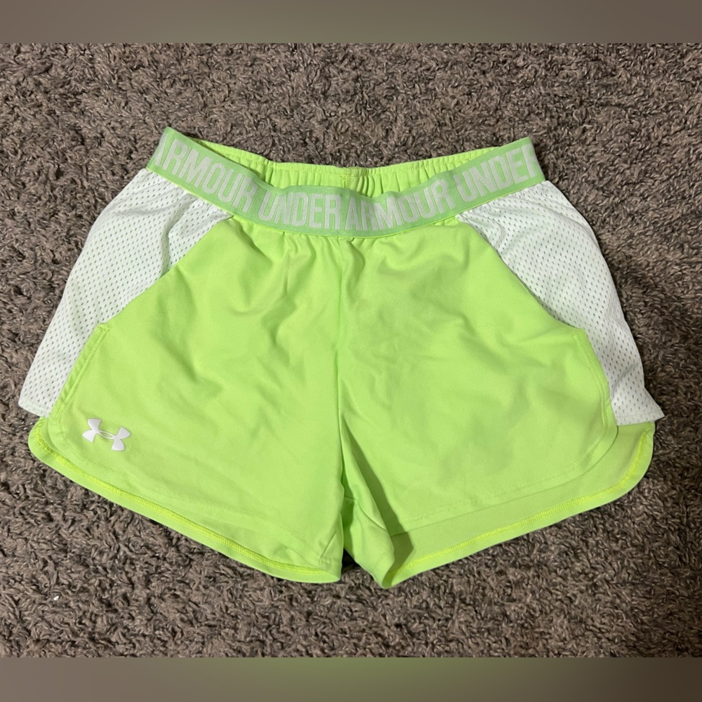 UA Neon Yellow/Green Athletic Shorts